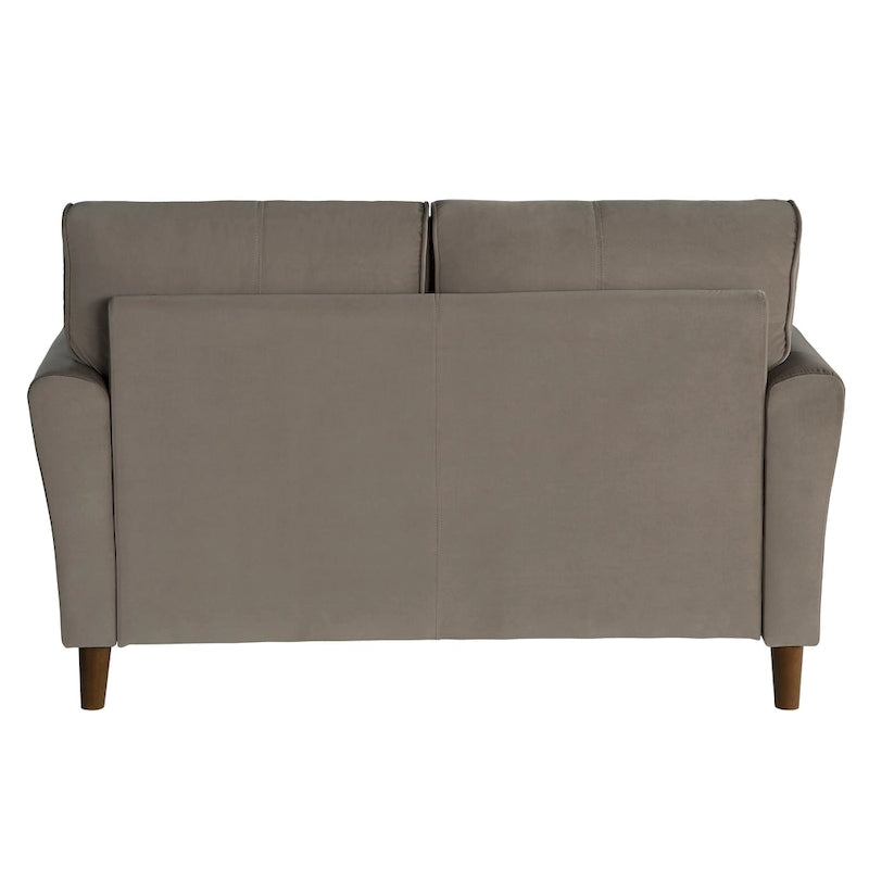 Brown Velvet Upholstery 1Pc Comfort Loveseat Plush Seatbacks Tufted Detail Solid Wood Frame Modern Living Room Furniture