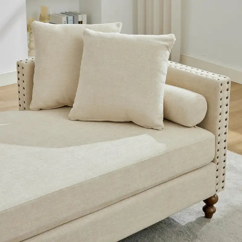 75.2  Chenille 3-Seater Sleeper Sofa with 4 Throw Pillows And 2 Bolsters