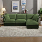 120  Chenille L-Shaped Sectional with Convertible Ottoman & 2 Pillows and 3-Seater Cloud Couch