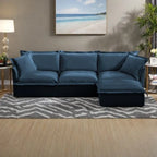 120  Chenille L-Shaped Sectional with Convertible Ottoman & 2 Pillows and 3-Seater Cloud Couch