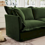 120  Chenille L-Shaped Sectional with Convertible Ottoman & 2 Pillows and 3-Seater Cloud Couch