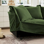 120  Chenille L-Shaped Sectional with Convertible Ottoman & 2 Pillows and 3-Seater Cloud Couch