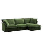 120  Chenille L-Shaped Sectional with Convertible Ottoman & 2 Pillows and 3-Seater Cloud Couch