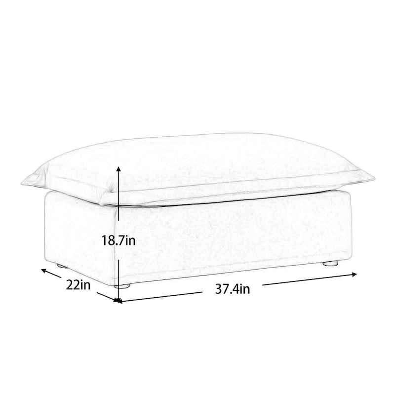 120  Chenille L-Shaped Sectional with Convertible Ottoman & 2 Pillows and 3-Seater Cloud Couch