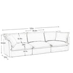 120  Chenille L-Shaped Sectional with Convertible Ottoman & 2 Pillows and 3-Seater Cloud Couch