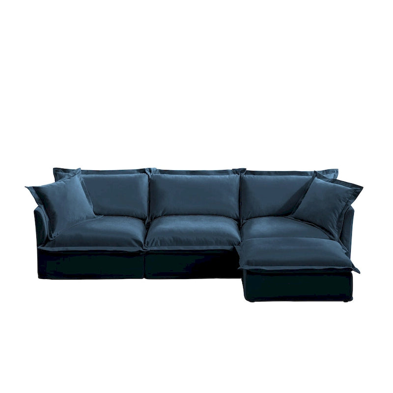120  Chenille L-Shaped Sectional with Convertible Ottoman & 2 Pillows and 3-Seater Cloud Couch