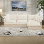120  Chenille L-Shaped Sectional with Convertible Ottoman & 2 Pillows and 3-Seater Cloud Couch