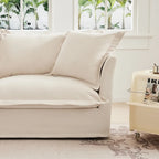120  Chenille L-Shaped Sectional with Convertible Ottoman & 2 Pillows and 3-Seater Cloud Couch