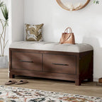 Shoe Bench with Removable Cushion, Entryway Bench with Hidden Storage