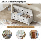 Shoe Bench with Removable Cushion, Entryway Bench with Hidden Storage