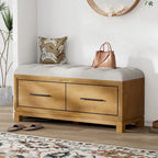 Shoe Bench with Removable Cushion, Entryway Bench with Hidden Storage