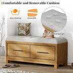Shoe Bench with Removable Cushion, Entryway Bench with Hidden Storage