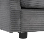Sectional Sofa with Movable Ottoman Corduroy L-Shaped Upholstered Deep Seat Couch with Lumbar Pillows and Side Pockets