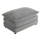 Sectional Sofa with Movable Ottoman Corduroy L-Shaped Upholstered Deep Seat Couch with Lumbar Pillows and Side Pockets