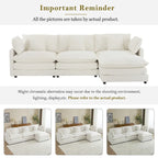 Sectional Sofa with Movable Ottoman Corduroy L-Shaped Upholstered Deep Seat Couch with Lumbar Pillows and Side Pockets