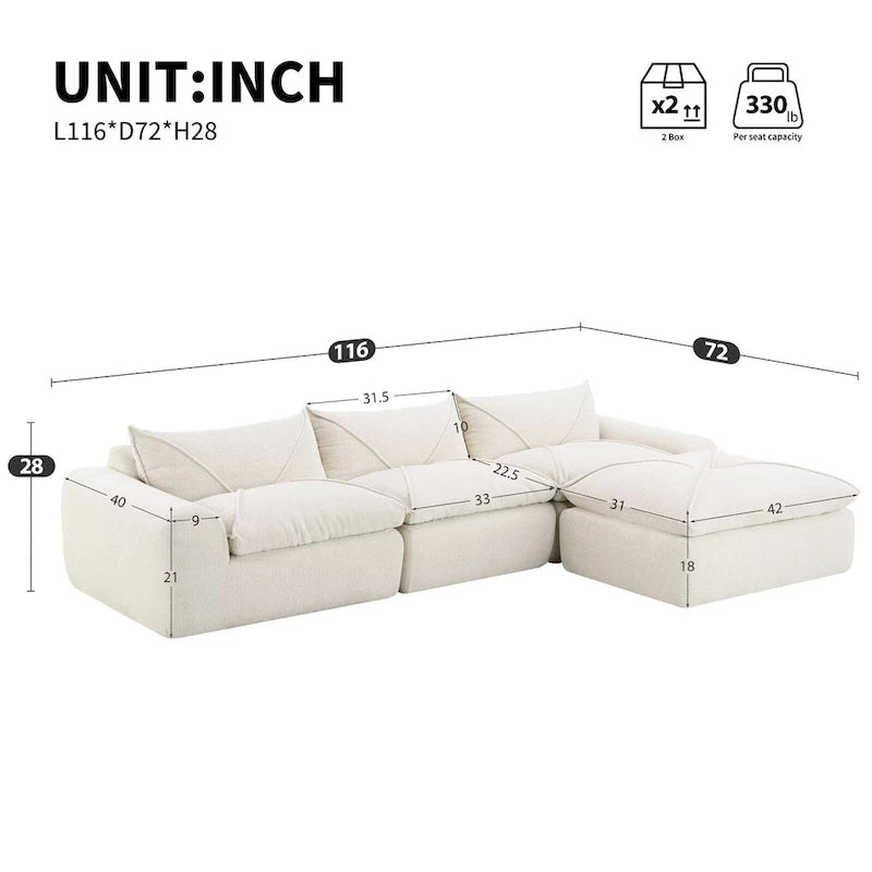 116   Fully Compressed Sofa with High Density Foam,Particle Chenille