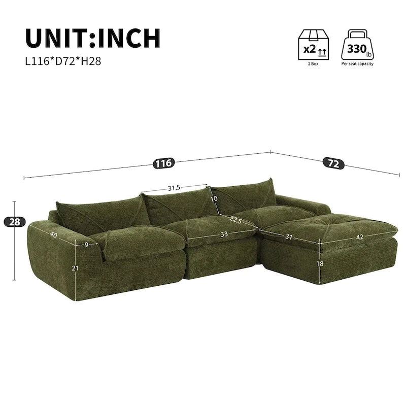 116   Fully Compressed Sofa with High Density Foam,Particle Chenille