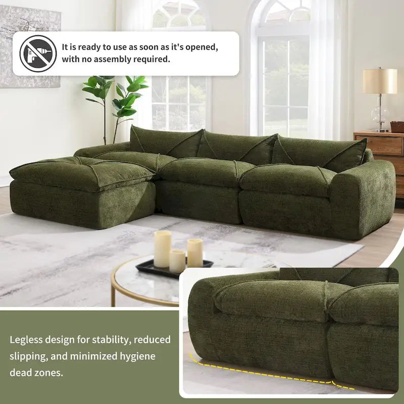 116   Fully Compressed Sofa with High Density Foam,Particle Chenille