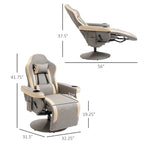 PU Leather Manual Recliner Chair with 135 Recline, Adjustable Footrest, 360 Swivel, Cup Holders and Storage Pockets
