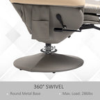 PU Leather Manual Recliner Chair with 135 Recline, Adjustable Footrest, 360 Swivel, Cup Holders and Storage Pockets