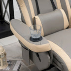 PU Leather Manual Recliner Chair with 135 Recline, Adjustable Footrest, 360 Swivel, Cup Holders and Storage Pockets