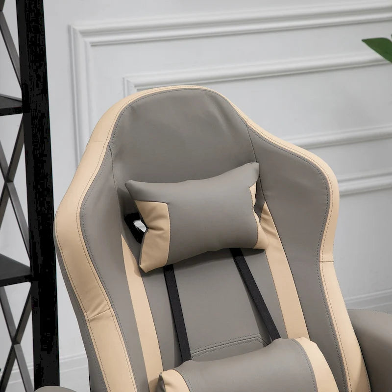 PU Leather Manual Recliner Chair with 135 Recline, Adjustable Footrest, 360 Swivel, Cup Holders and Storage Pockets