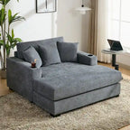 Oversized Chaise Lounger Modern Sofa Couch with Pillows, Charge Station & Cup Holders