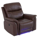 LED Breathing Leather 3-Piece Recliner Sofa Set for Living Room