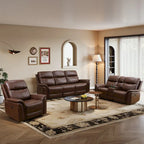 LED Breathing Leather 3-Piece Recliner Sofa Set for Living Room