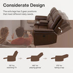 LED Breathing Leather 3-Piece Recliner Sofa Set for Living Room
