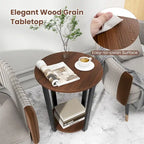 Gymax Industrial End Table Sofa Side Table Nightstand w/ Storage Shelf