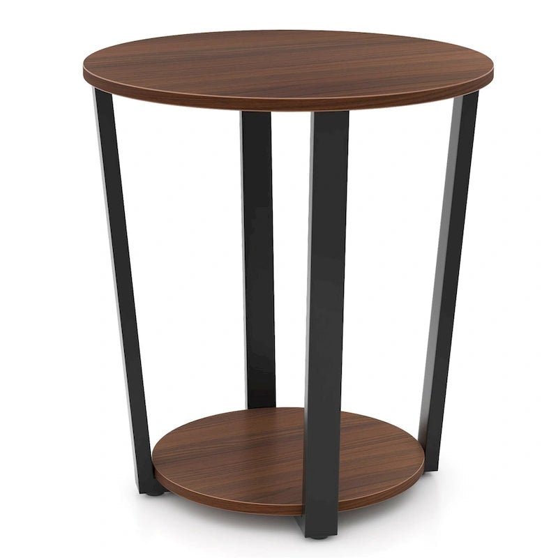 Gymax Industrial End Table Sofa Side Table Nightstand w/ Storage Shelf