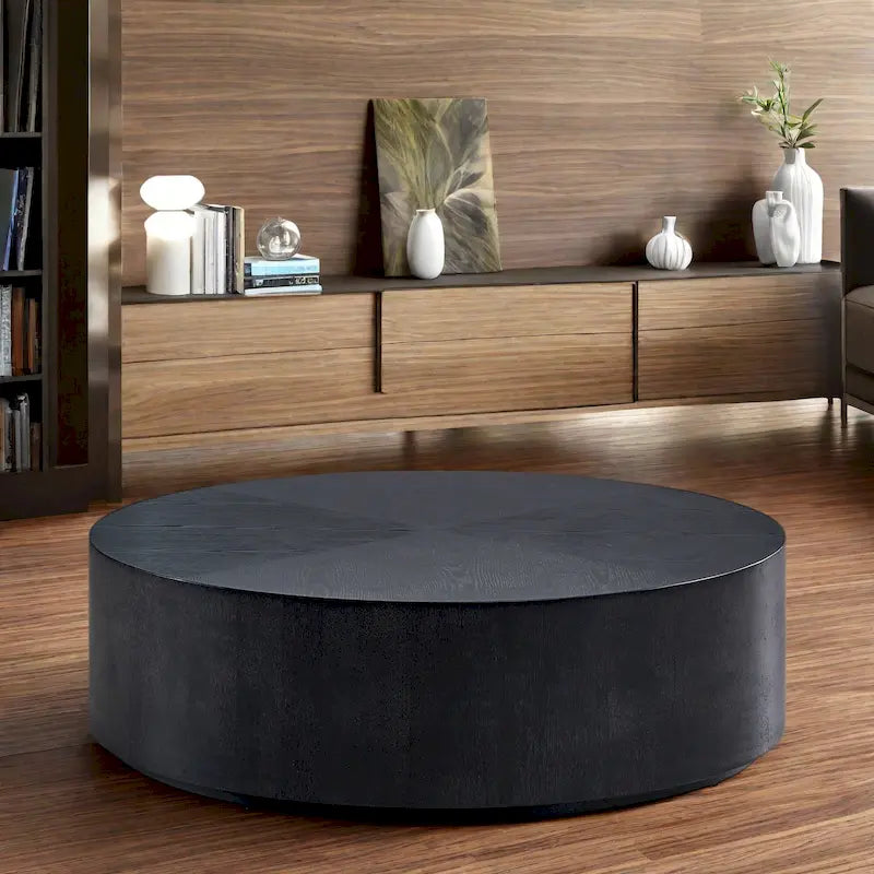 35.43  MDF Modern Round Pedestal Coffee Table - No Assembly Required