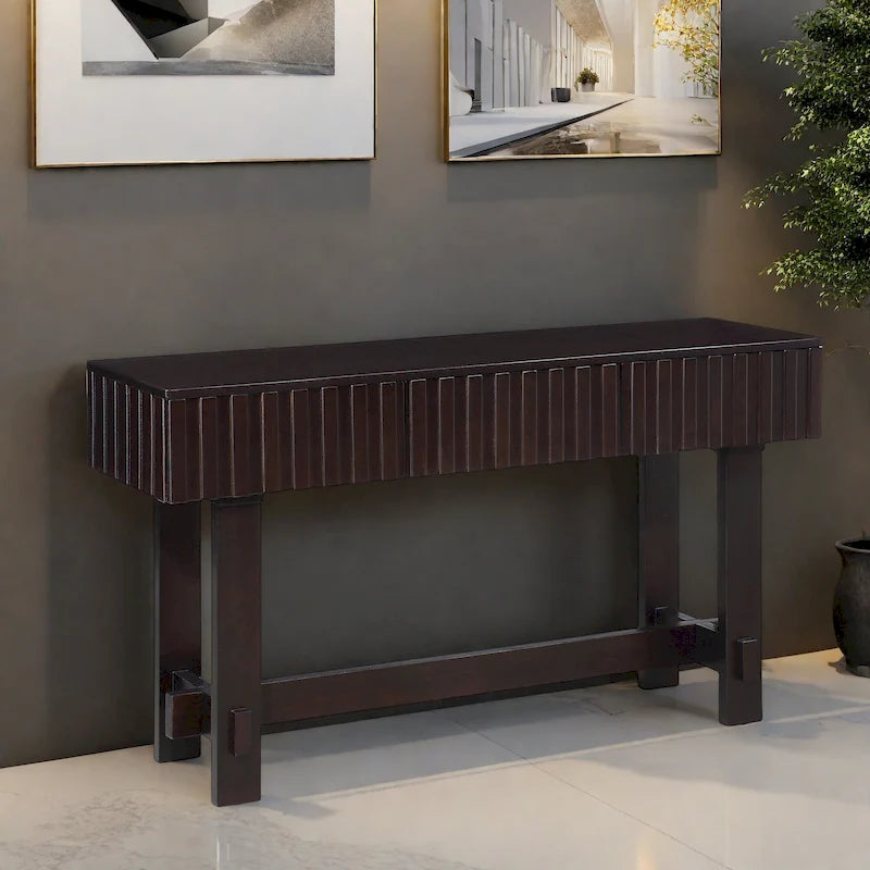 52  Pine Sofa Tables with Handle-less Design, Built-In Storage for Living Room TV