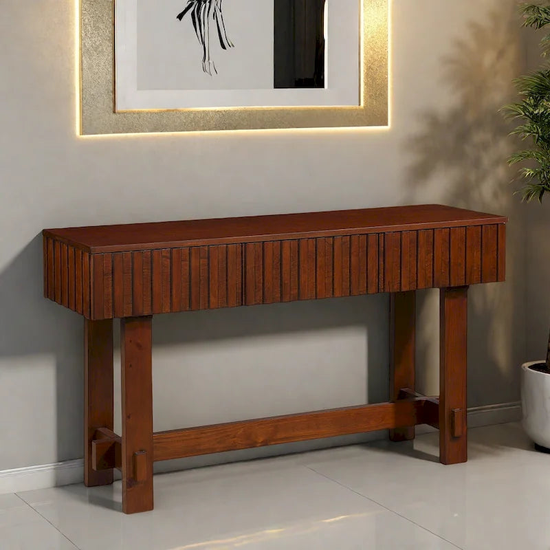 52  Pine Sofa Tables with Handle-less Design, Built-In Storage for Living Room TV