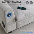 96  Chenille Smart Sectional Sofa with Bluetooth Speaker, Drop-Down Table & USB Charger and 3-Seater Cloud Couch