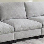 96  Chenille Smart Sectional Sofa with Bluetooth Speaker, Drop-Down Table & USB Charger and 3-Seater Cloud Couch
