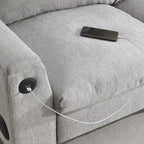 96  Chenille Smart Sectional Sofa with Bluetooth Speaker, Drop-Down Table & USB Charger and 3-Seater Cloud Couch