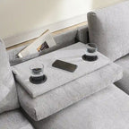 96  Chenille Smart Sectional Sofa with Bluetooth Speaker, Drop-Down Table & USB Charger and 3-Seater Cloud Couch