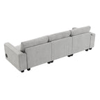 96  Chenille Smart Sectional Sofa with Bluetooth Speaker, Drop-Down Table & USB Charger and 3-Seater Cloud Couch