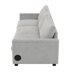96  Chenille Smart Sectional Sofa with Bluetooth Speaker, Drop-Down Table & USB Charger and 3-Seater Cloud Couch