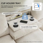 96  Chenille Smart Sectional Sofa with Bluetooth Speaker, Drop-Down Table & USB Charger and 3-Seater Cloud Couch