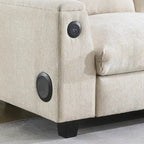 96  Chenille Smart Sectional Sofa with Bluetooth Speaker, Drop-Down Table & USB Charger and 3-Seater Cloud Couch