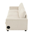 96  Chenille Smart Sectional Sofa with Bluetooth Speaker, Drop-Down Table & USB Charger and 3-Seater Cloud Couch
