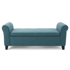Shawn Storage Bench, 50 Inch, Rolled Arms, Solid Wood, Dark Teal Blue