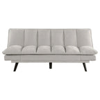 Loyla Convertible Sofa Bed, Tufted Light Gray Fabric, Black, 78 Inch
