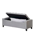 Liani Storage Ottoman Bench, Light Gray Fabric, Tufted Top, 51 Inch