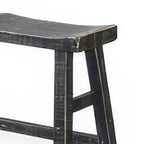 Rena Counter Height Bench, 33 Inch Rustic Black Mahogany Wood Frame