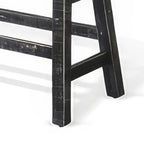 Rena Counter Height Bench, 33 Inch Rustic Black Mahogany Wood Frame