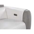 HomeRoots 77  Gray White And Silver Faux Leather and Microfiber Power Reclining Loveseat With Storage - 76.5' X '31.25' X '40